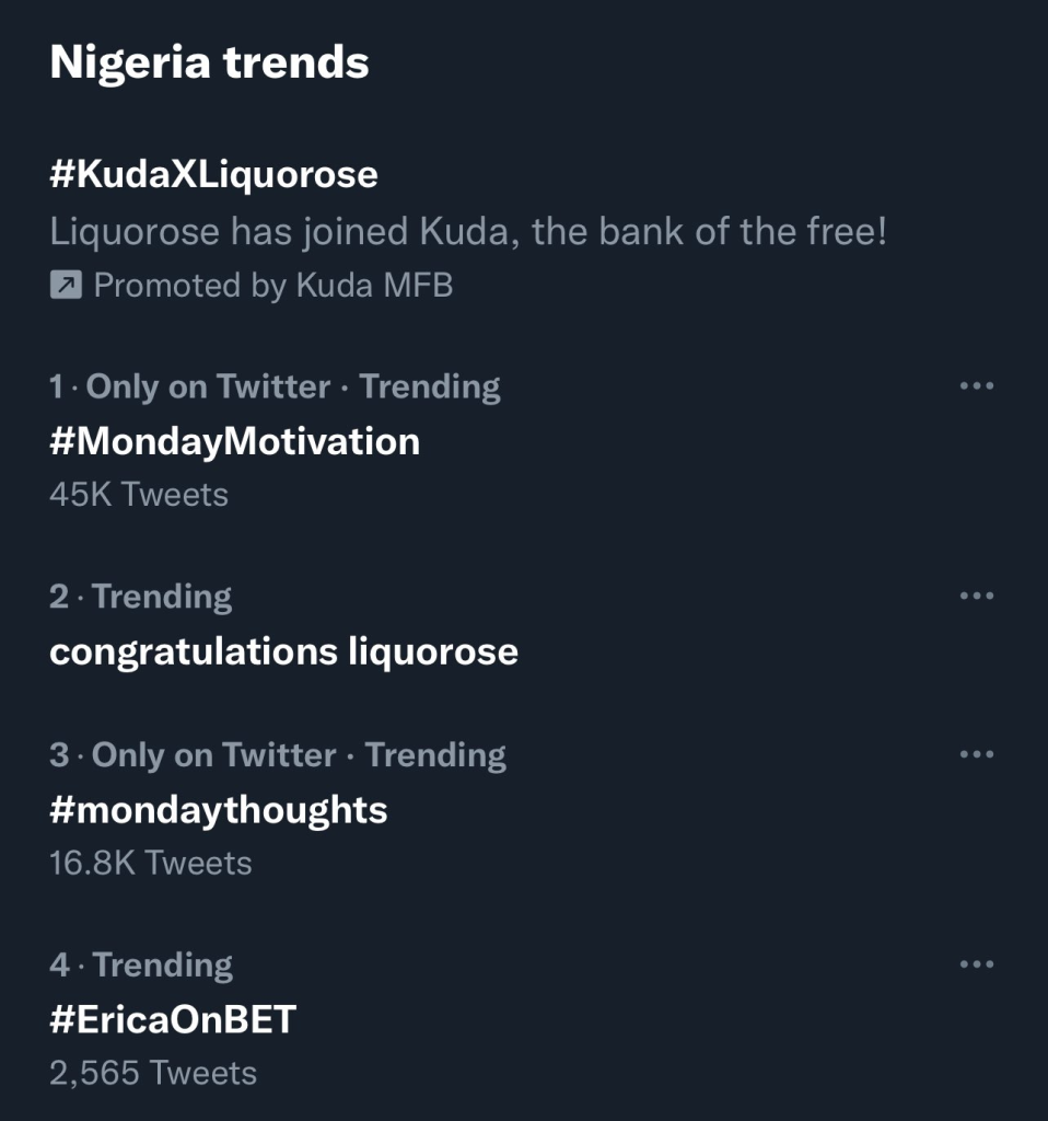 Nigeria Twitter trends